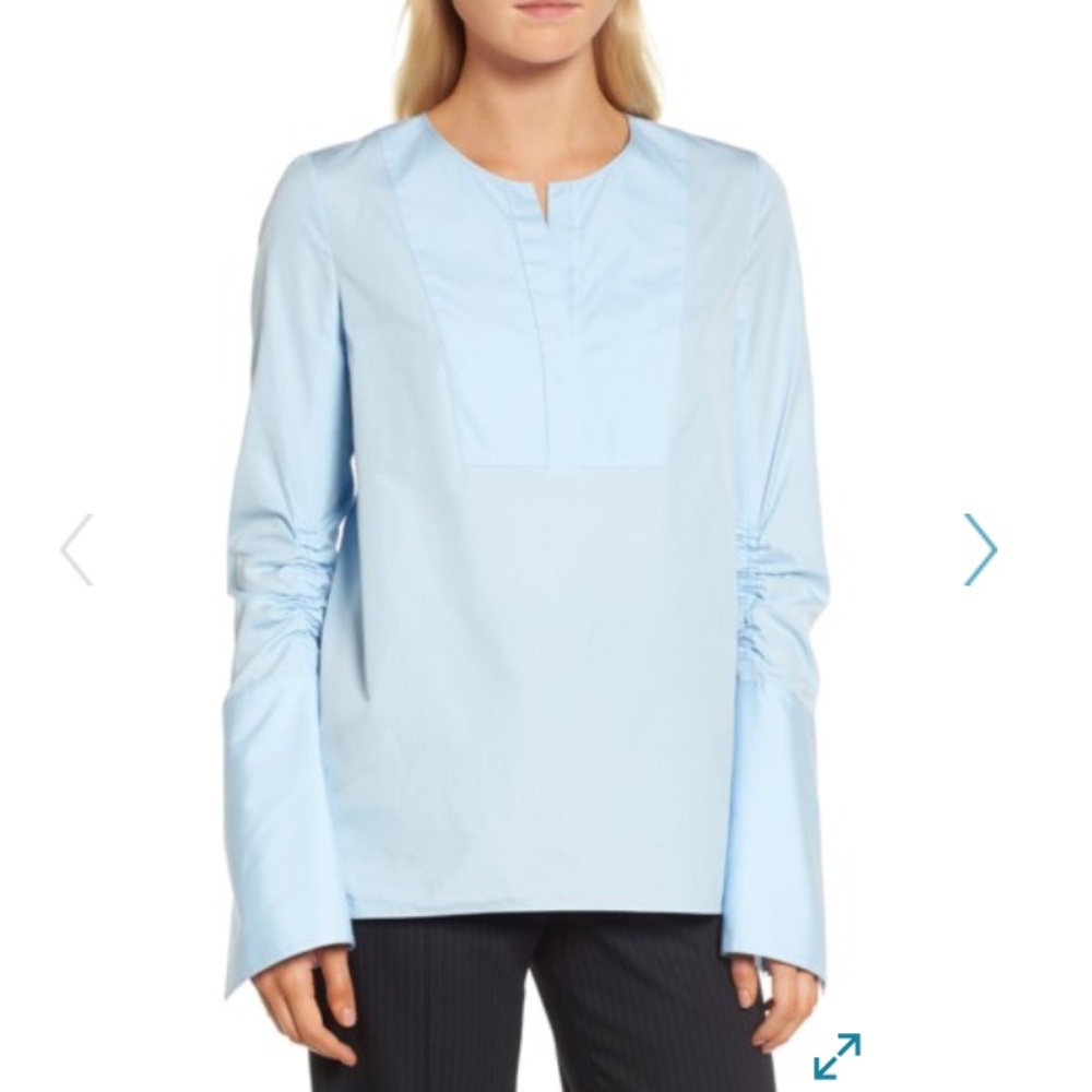 NWOT Lewit Bell Sleeve Poplin Blouse
